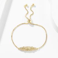 Cubic Zirconia Micro Pave Brass Bracelet, gold color plated, micro pave cubic zirconia & for woman, gold, 220mm 