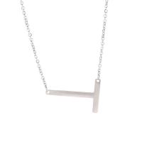 Stainless Steel Jewelry Necklace, 304 Stainless Steel, Alphabet Letter, Unisex original color Approx 21.2-22 Inch 