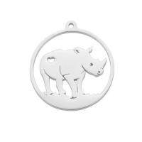 Stainless Steel Animal Pendants, 304 Stainless Steel, Rhinoceros, Vacuum Ion Plating, DIY & hollow 