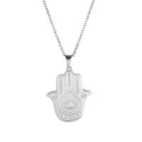 Stainless Steel Jewelry Necklace, 304 Stainless Steel, Hamsa, Unisex original color Approx 20.4 Inch 