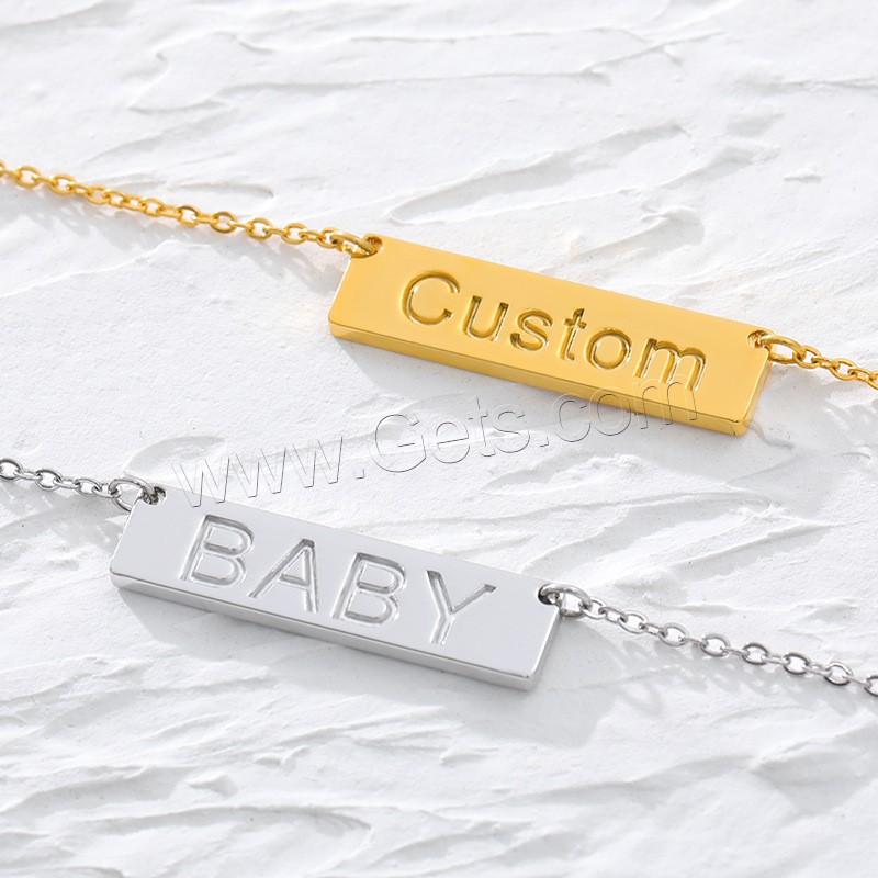 Collar de Acero Inoxidable, acero inoxidable 304, con 1.97inch extender cadena, Recubrimiento iónico al vacío, Cada texto personalizado debe tener menos de 10 letras & Joyería & unisexo, más colores para la opción, longitud:aproximado 17.72 Inch, Vendido por UD