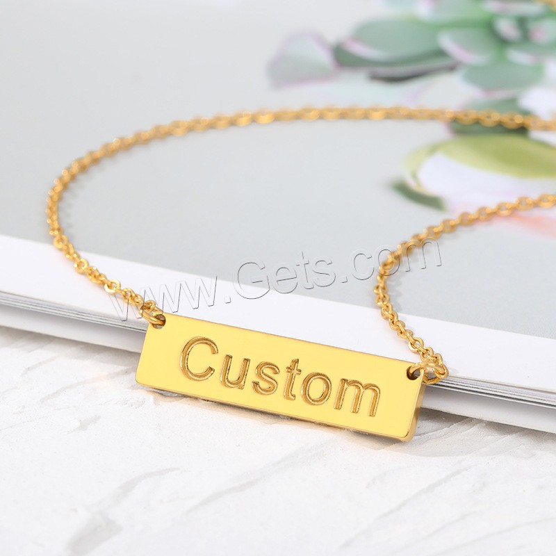 Collar de Acero Inoxidable, acero inoxidable 304, con 1.97inch extender cadena, Recubrimiento iónico al vacío, Cada texto personalizado debe tener menos de 10 letras & Joyería & unisexo, más colores para la opción, longitud:aproximado 17.72 Inch, Vendido por UD