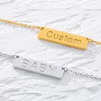 Stainless Steel Jewelry Necklace, 304 Stainless Steel, with 1.97inch extender chain, Vacuum Ion Plating, Each custom text must be less than 10 letters & fashion jewelry & Unisex Approx 17.72 Inch 