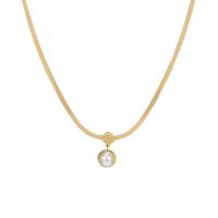 Zinc Alloy Necklace, with ABS Plastic Pearl, with 5.7cm extender chain, high quality plated, fashion jewelry & for woman, golden, 12mm .6 cm 