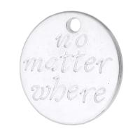 Zinc Alloy Message Pendants, Flat Round, plated, Unisex Approx 2mm 