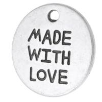 Zinc Alloy Message Pendants, Flat Round, plated, Unisex Approx 2mm 