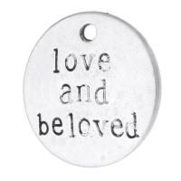 Zinc Alloy Message Pendants, Flat Round, plated, Unisex Approx 2mm 