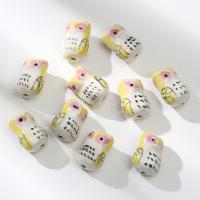 Animal Porcelain Beads, Owl, printing, DIY 