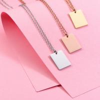 Stainless Steel Jewelry Necklace, 304 Stainless Steel, Rectangle, Vacuum Ion Plating, fashion jewelry & Unisex Approx 17.72 Inch 