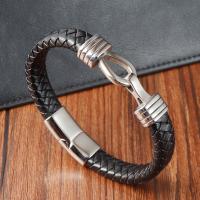 cuir PU bracelet, avec Acier inoxydable 304, bijoux de mode & pour homme, noire cm, Vendu par PC