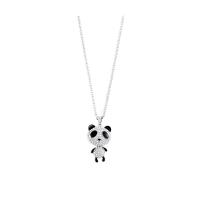 Stainless Steel Jewelry Necklace, 304 Stainless Steel, with 8cm extender chain, Panda, silver color plated, fashion jewelry & enamel & with rhinestone, silver color cm 