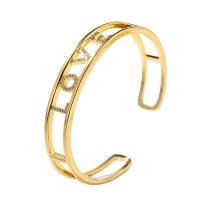 Brass Cuff Bangle, gold color plated, micro pave cubic zirconia & for woman & hollow, gold, 58mm 