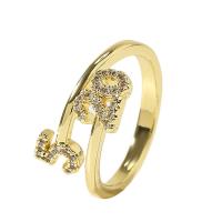 Cubic Zirconia Micro Pave Brass Finger Ring, gold color plated, Adjustable & micro pave cubic zirconia & for woman, gold, 17mm 