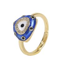 Cubic Zirconia Micro Pave Brass Finger Ring, gold color plated, Adjustable & micro pave cubic zirconia & for woman & enamel 18mm 