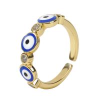 Cubic Zirconia Micro Pave Brass Finger Ring, gold color plated, Adjustable & micro pave cubic zirconia & for woman & enamel 18mm 