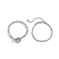 Zink Legierung Eisen Kette Armbänder, Zinklegierung, mit Eisenkette, mit Verlängerungskettchen von 1.97inch, plattiert, 2 Stück & für Frau, keine, Länge:ca. 6.3 ZollInch, verkauft von setzen