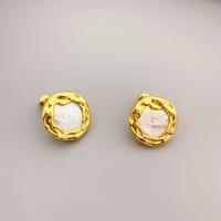 Messing Ohrstecker, mit Kunststoff Perlen, 18K vergoldet, Modeschmuck & für Frau, 15.7mm, verkauft von Paar