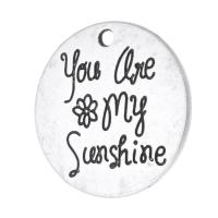 Zinc Alloy Message Pendants, Flat Round, plated, Unisex Approx 2mm 