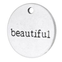 Zinc Alloy Message Pendants, Flat Round, plated, Unisex Approx 2mm 