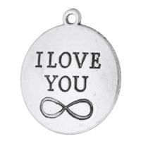 Zinc Alloy Message Pendants, Flat Round, plated, Unisex Approx 2mm 