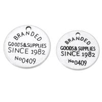 Zinc Alloy Message Pendants, Flat Round, plated, Unisex 