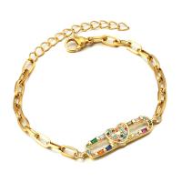 Pulseras de acero inoxidable, acero inoxidable 304, con 4cm extender cadena, Corazón, chapado, Joyería & micro arcilla de zirconia cúbica & para mujer, más colores para la opción, longitud:aproximado 17 cm, Vendido por UD