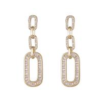 Brass Drop Earring, gold color plated, micro pave cubic zirconia & for woman & hollow 