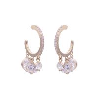 Brass Drop Earring, plated, micro pave cubic zirconia & for woman 