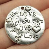 Zinc Alloy Tag Charm, Flat Round, plated, DIY 32mm 