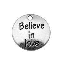 Zinc Alloy Tag Charm, Flat Round, antique silver color plated, DIY, silver color 