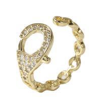 Cubic Zirconia Micro Pave Brass Finger Ring, gold color plated, Adjustable & micro pave cubic zirconia & for woman & hollow, gold, 18mm 