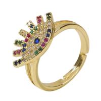 Brass Open Finger Ring, gold color plated, Adjustable & micro pave cubic zirconia & for woman, multi-colored, 18mm 