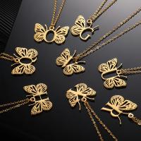 Stainless Steel Jewelry Necklace, 304 Stainless Steel, with 1.97inch extender chain, Butterfly, Vacuum Ion Plating, fashion jewelry & Unisex golden Approx 17.72 Inch 