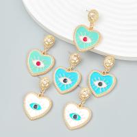 Enamel Zinc Alloy Drop Earring, Heart, fashion jewelry & evil eye pattern & for woman 