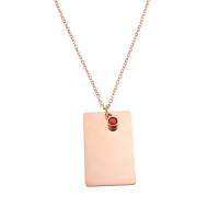 Stainless Steel Jewelry Necklace, 304 Stainless Steel, with 1.97 extender chain, Rectangle, Vacuum Ion Plating, fashion jewelry & with rhinestone .7 Inch 