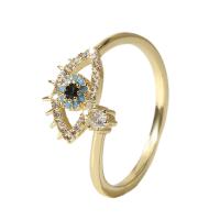 Cubic Zirconia Micro Pave Brass Finger Ring, gold color plated, Adjustable & micro pave cubic zirconia & for woman, 18mm 