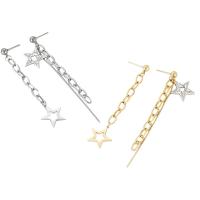 Asymmetric Earrings, 304 Stainless Steel, Star, Vacuum Ion Plating, for woman & with rhinestone & hollow 