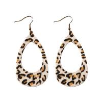 Fashion Create Jewelry Earring, Synthetic Leather, Teardrop, printing, dyed & for woman & leopard pattern & hollow 