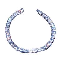 Zinc Alloy Rhinestone Bracelets, with Moissanite, Adjustable & Unisex 170mm Approx 6.69 Inch 