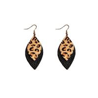 Fashion Create Jewelry Earring, PU Leather, with Zinc Alloy, Leaf, printing, for woman & leopard pattern 