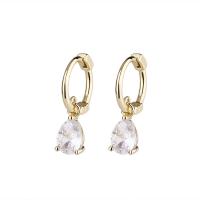 Brass Lever Back Earring, gold color plated, micro pave cubic zirconia & for woman 