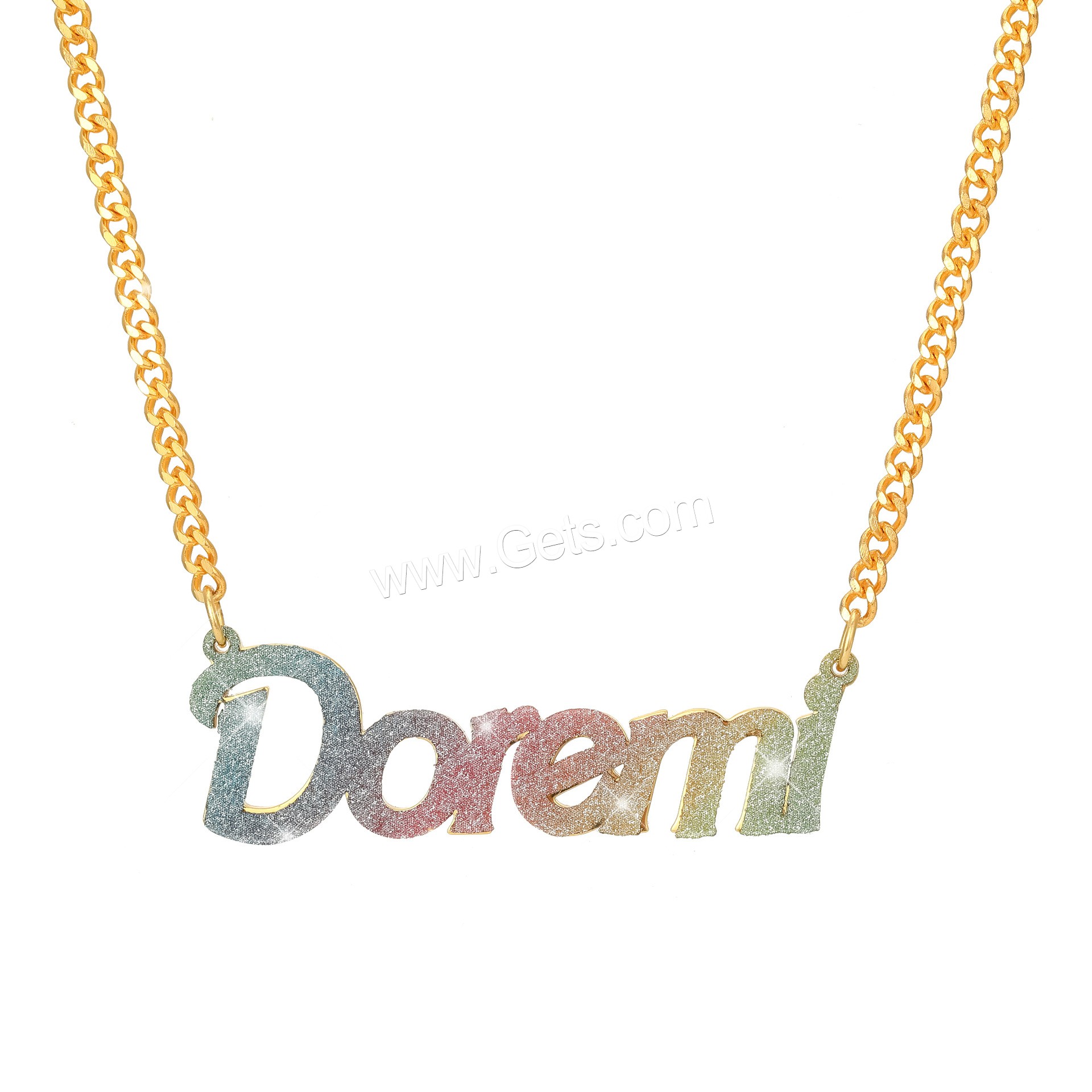 Collar de Acero Inoxidable, acero inoxidable 304, con 1.97inch extender cadena, Recubrimiento iónico al vacío, Cada texto personalizado debe tener menos de 10 letras & Joyería & para mujer, dorado, longitud:aproximado 17.72 Inch, Vendido por UD