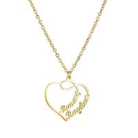 Collar de Acero Inoxidable, acero inoxidable 304, con 1.97inch extender cadena, Corazón, Recubrimiento iónico al vacío, Cada texto personalizado debe tener menos de 10 letras & Joyería & para mujer, dorado, longitud:aproximado 17.72 Inch, Vendido por UD