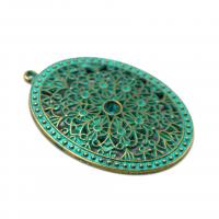 Zinc Alloy Hollow Pendants, Oval, plated, vintage & Unisex, green 