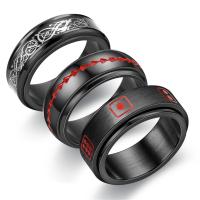 Titan Stahl Fingerring, Titanstahl, poliert, verschiedene Größen vorhanden & verschiedene Stile für Wahl & für den Menschen, schwarz, 8x2.5mm, verkauft von PC