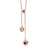 Collier de bijoux de titane, Acier titane, avec zircon cubique, avec 1.97inch chaînes de rallonge, Placage ionique sous vide, bijoux de mode & pour femme, couleur or rose Environ 17.72 pouce, Vendu par PC