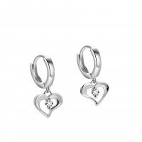 Boucle d'oreille goutte argent sterling, argent sterling 925, coeur, Placage, pour femme & avec strass & creux, plus de couleurs à choisir Vendu par paire