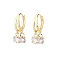 Brass Lever Back Earring, gold color plated, micro pave cubic zirconia & for woman & hollow 