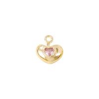 Cubique Pendentif en laiton zircon pavent, coeur, Placage de couleur d'or, pavé de micro zircon Vendu par PC