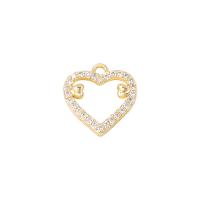 Cubique Pendentif en laiton zircon pavent, coeur, Placage de couleur d'or, pavé de micro zircon & pour femme & creux Vendu par PC